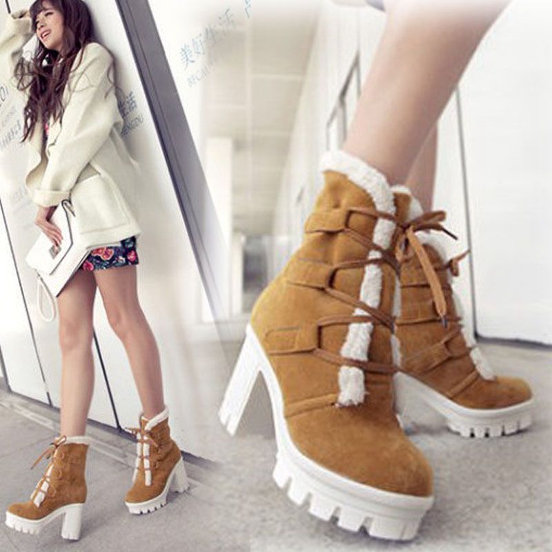 Wish Women's Thick Sole Waterproof Martin Boots