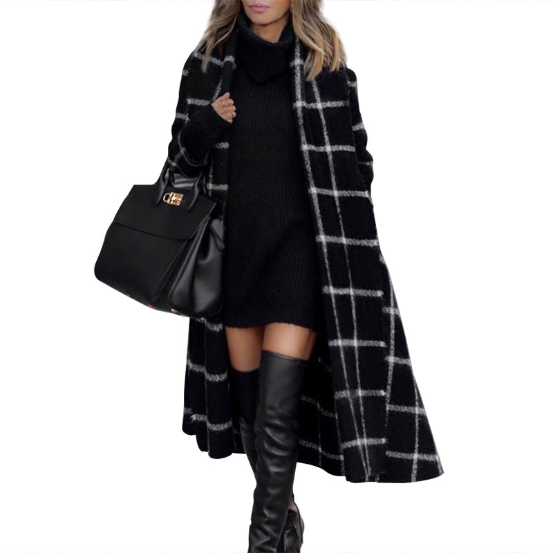 Winter Plaid Wool Coat