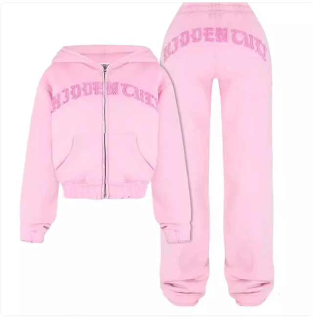 Chic Zip-Up Hooded Crop Top & Drawstring Pants Set