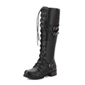 Round Toe Mid-Heel Lace-Up Over-the-Knee Boots