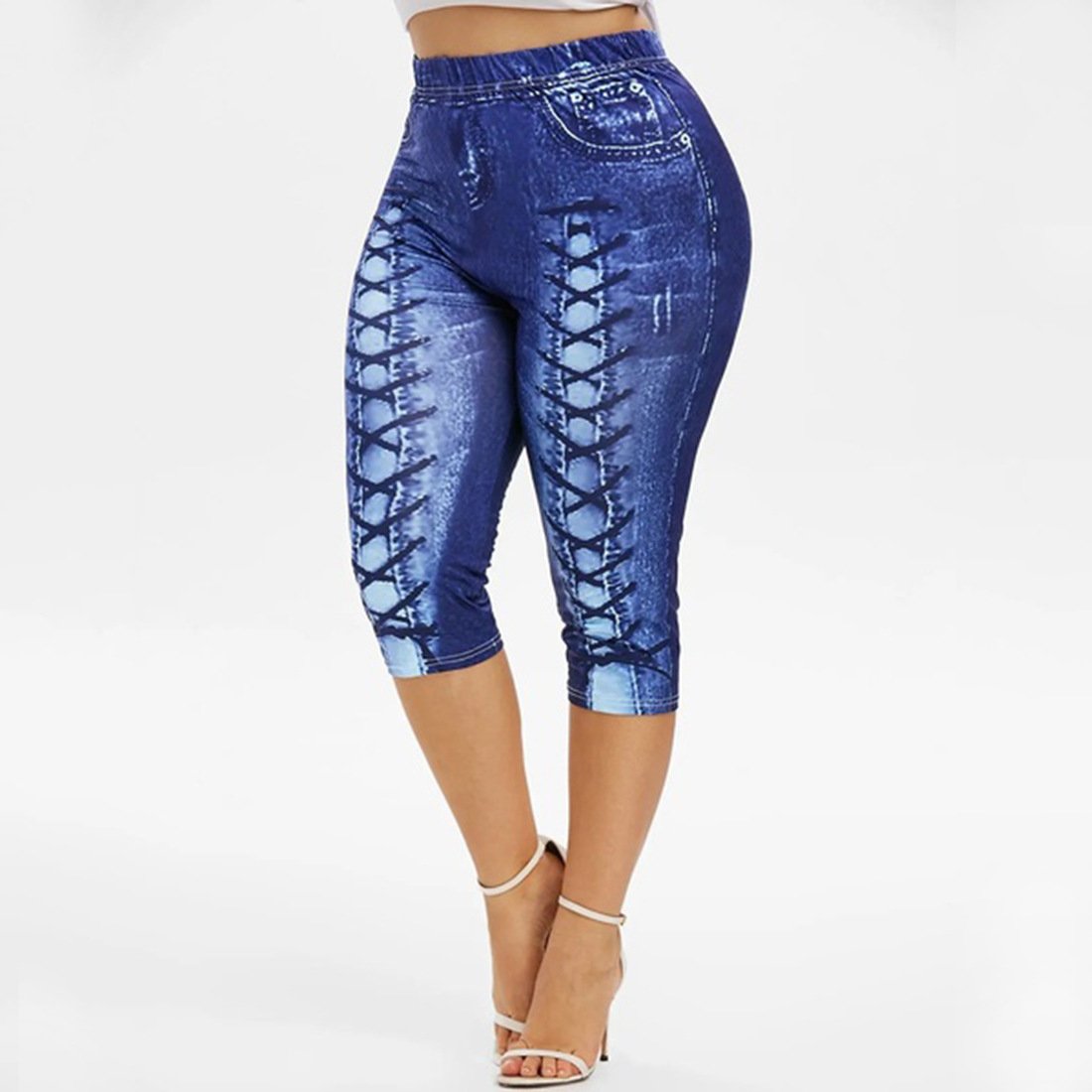 Digital Printing Plus Size Denim Sports Leggings