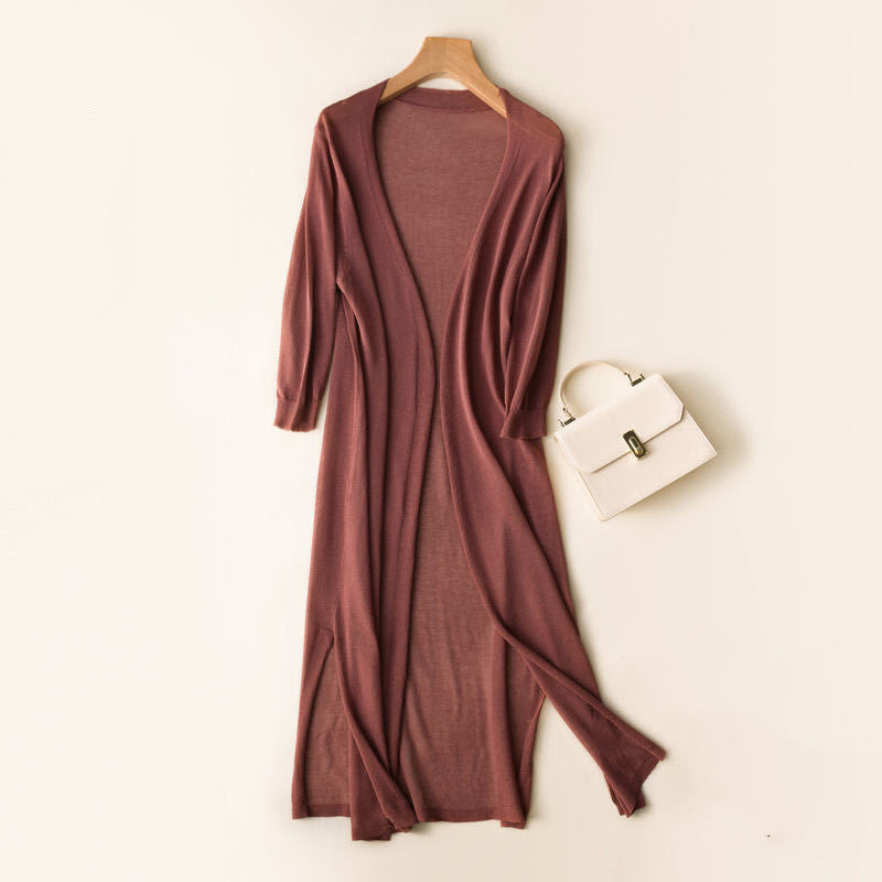Ice Silk Knitted Women's Sun Protection Cardigan Coat