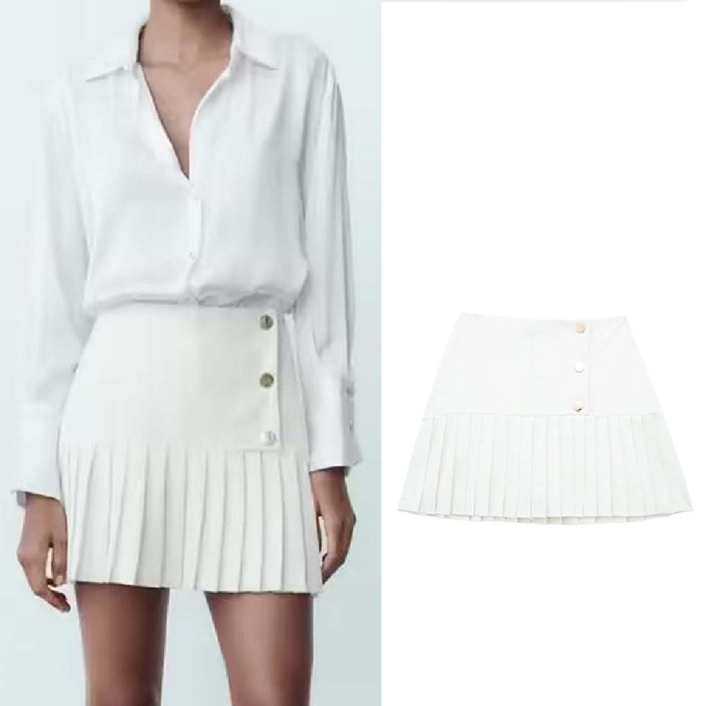 High Waist Thin Wide Pleated Miniskirt for Women