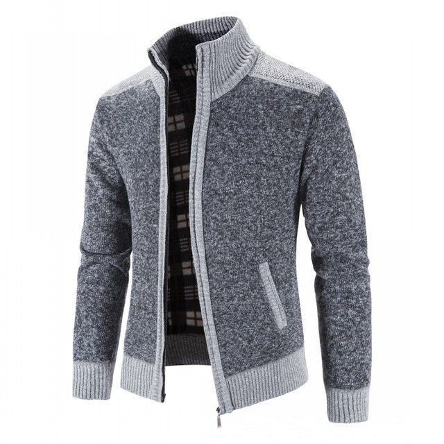 Thick Plush Large Standing Neck Cardigan for Fall/Winter