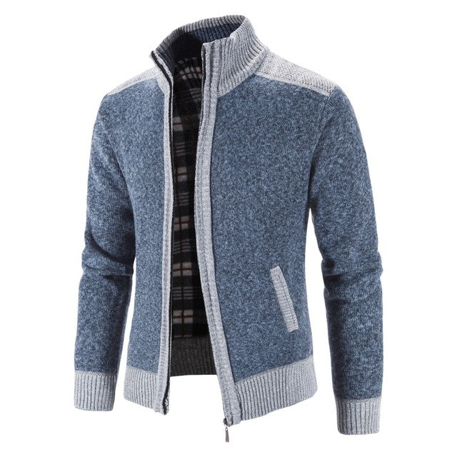 Thick Plush Large Standing Neck Cardigan for Fall/Winter