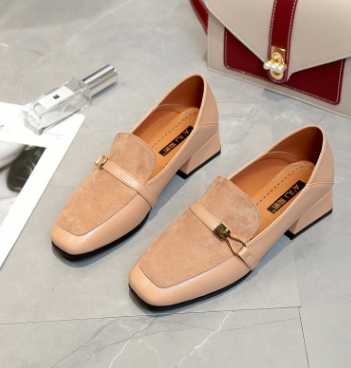 Spring Style Square Toe Chunky Heel Retro Shoes