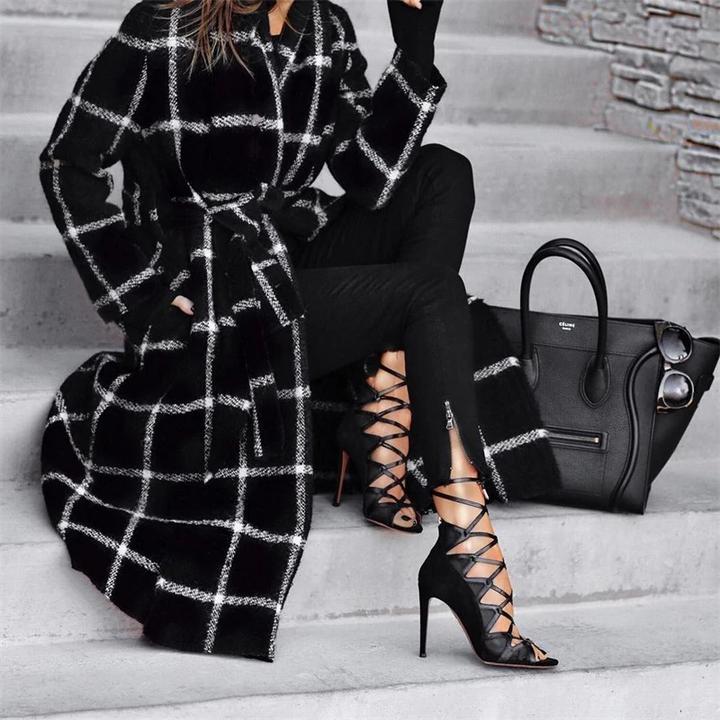 Winter Plaid Wool Coat