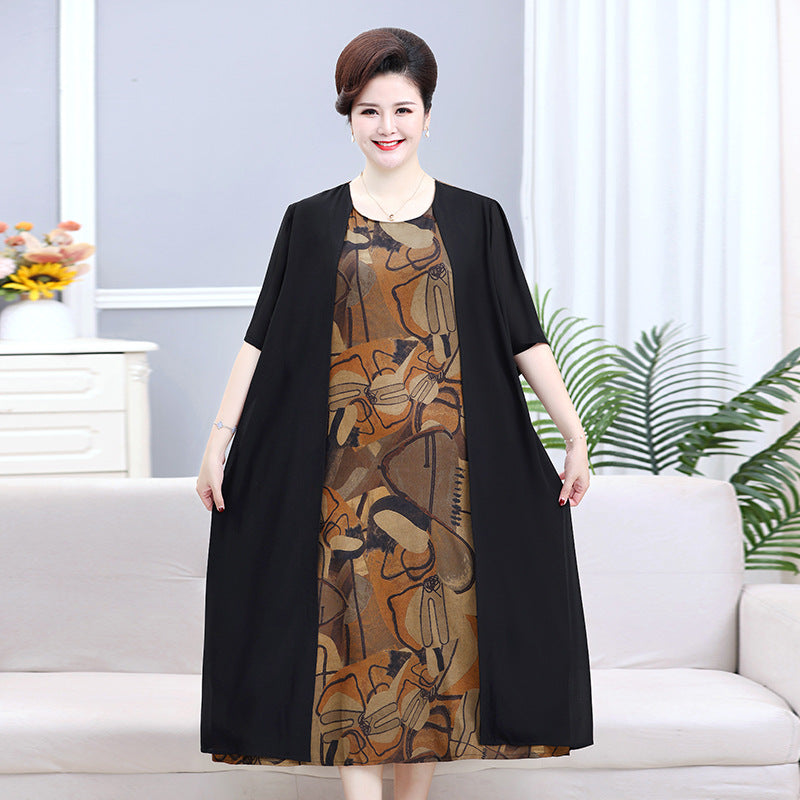 Elegant Chiffon False Two-Piece Dress Suit