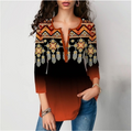 Seven-Point Sleeve Printed Blouses
