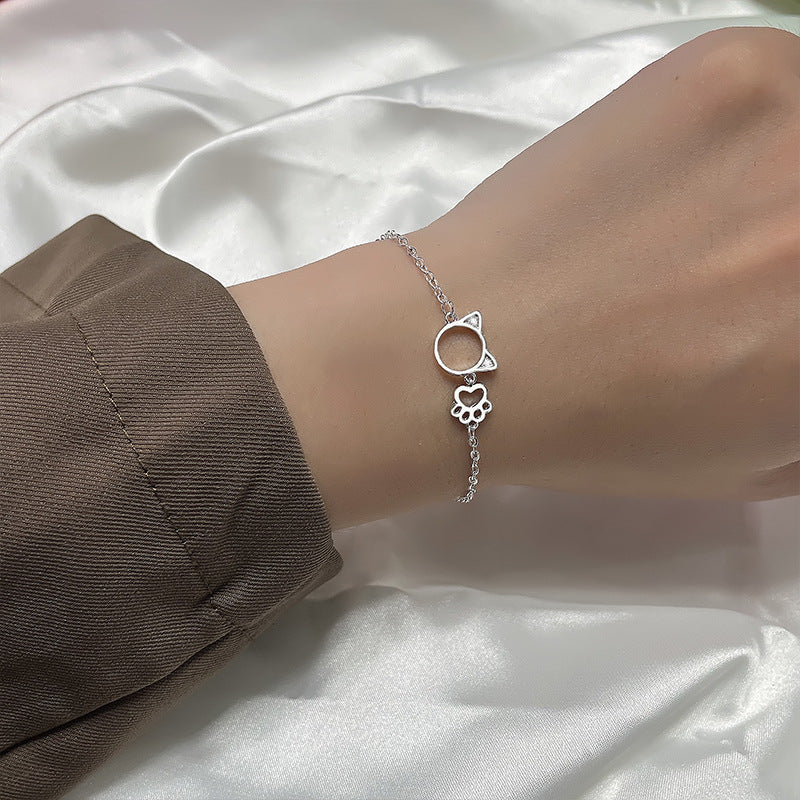 Minimalist Hollow Sparkling Diamond Bracelet for Women