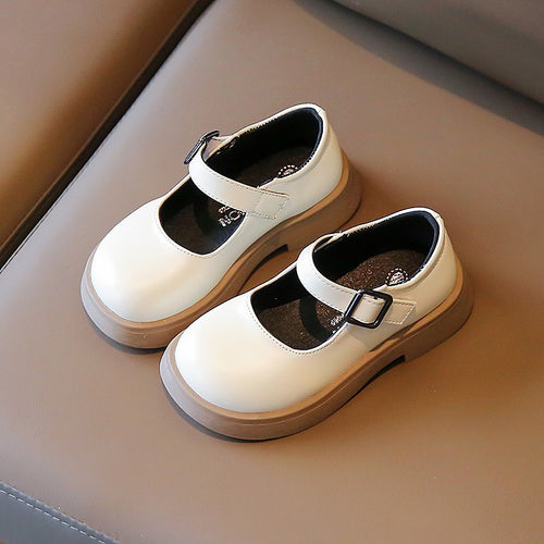 Black Leather Mary Jane Shoes for Girls - Platform Flats