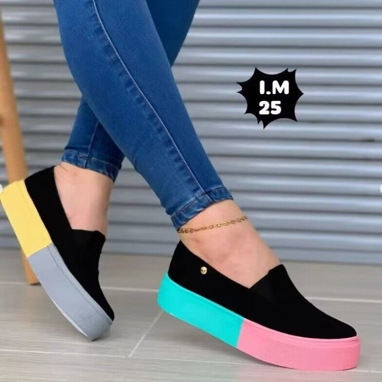 Trendy Women's Slip-On Shoes with Colorful Sole 43