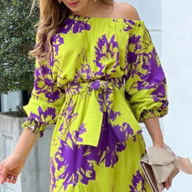 2023 Spring Summer Belted Dress with Lantern Sleeves