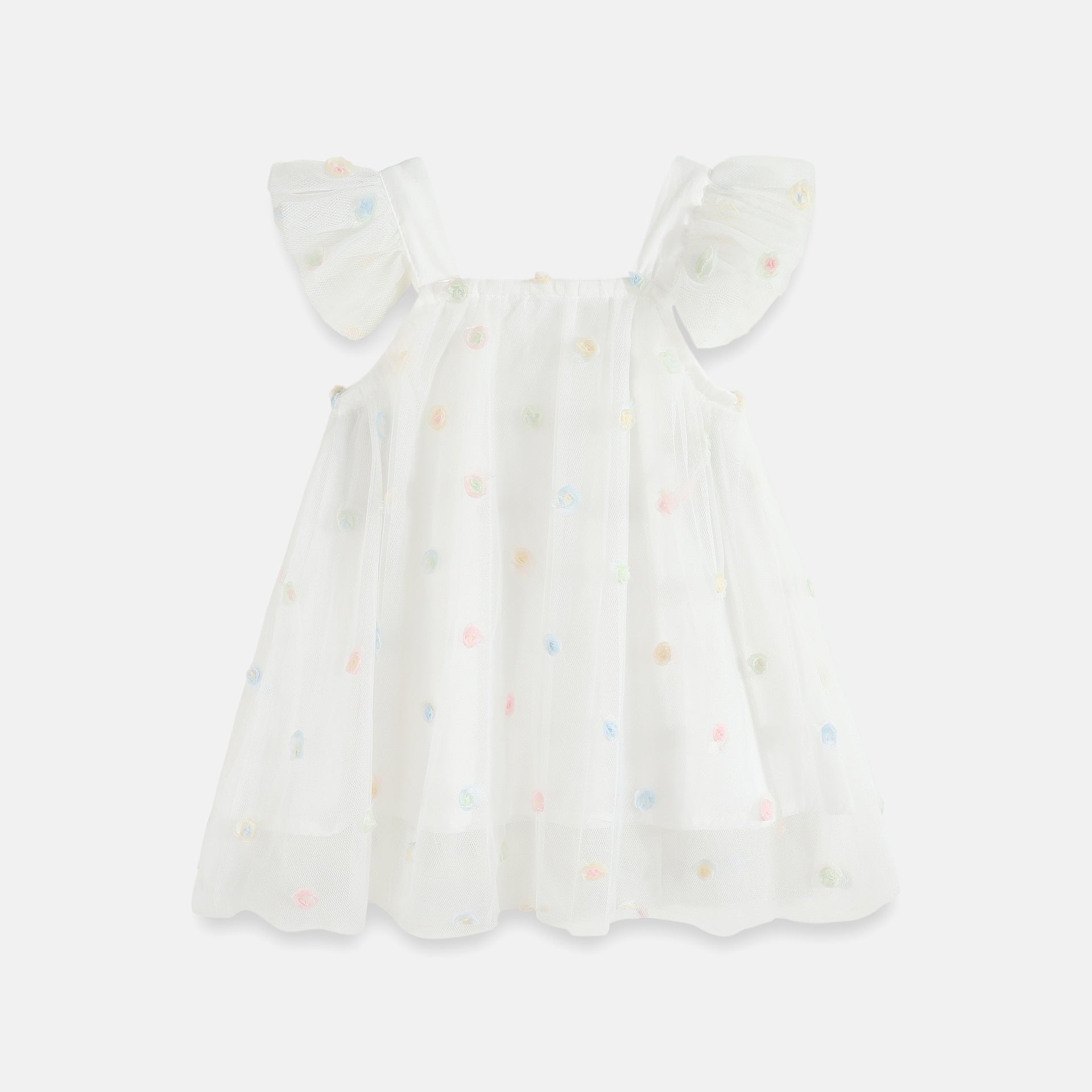 Flounced Sleeve Mesh Sling Dress for Kids