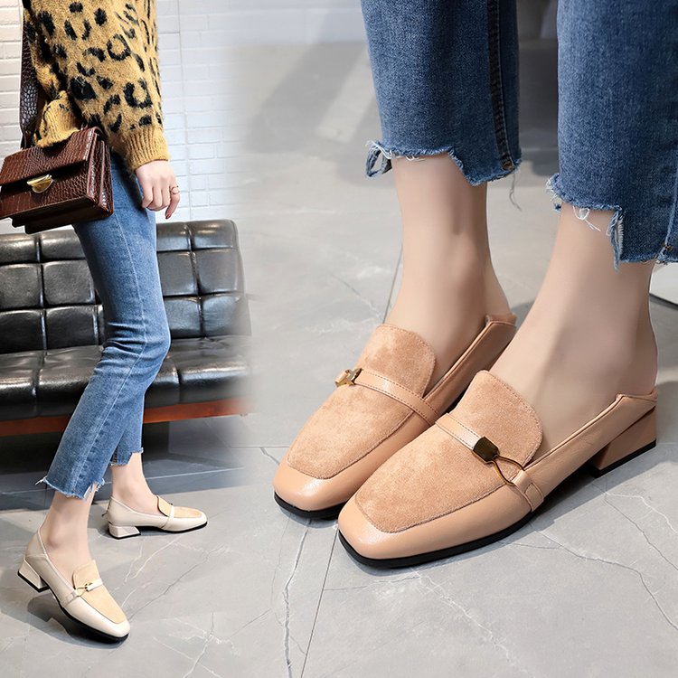 Spring Style Square Toe Chunky Heel Retro Shoes