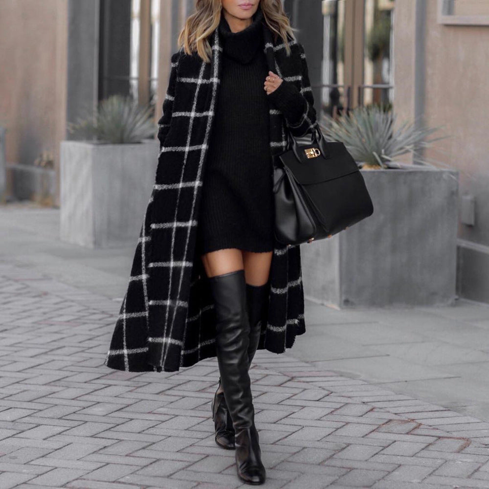 Winter Plaid Wool Coat