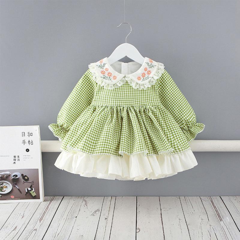 Girls Casual Pastoral Long Sleeve Princess Dress