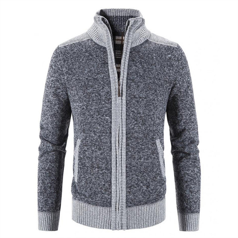 Thick Plush Large Standing Neck Cardigan for Fall/Winter