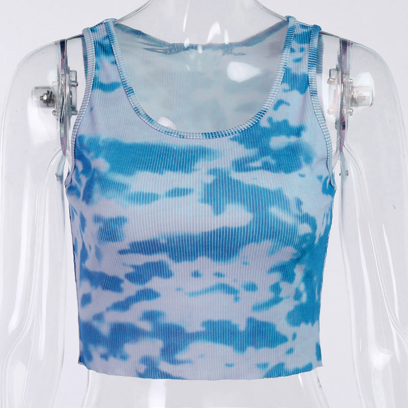 2020 Women's Backless Crop Top - Tie-Dye Design