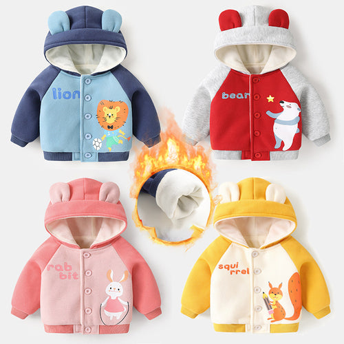 Baby fleece hooded jacket by Zendrop featuring soft fabric and cozy hood, ideal for keeping little ones warm and comfortable.