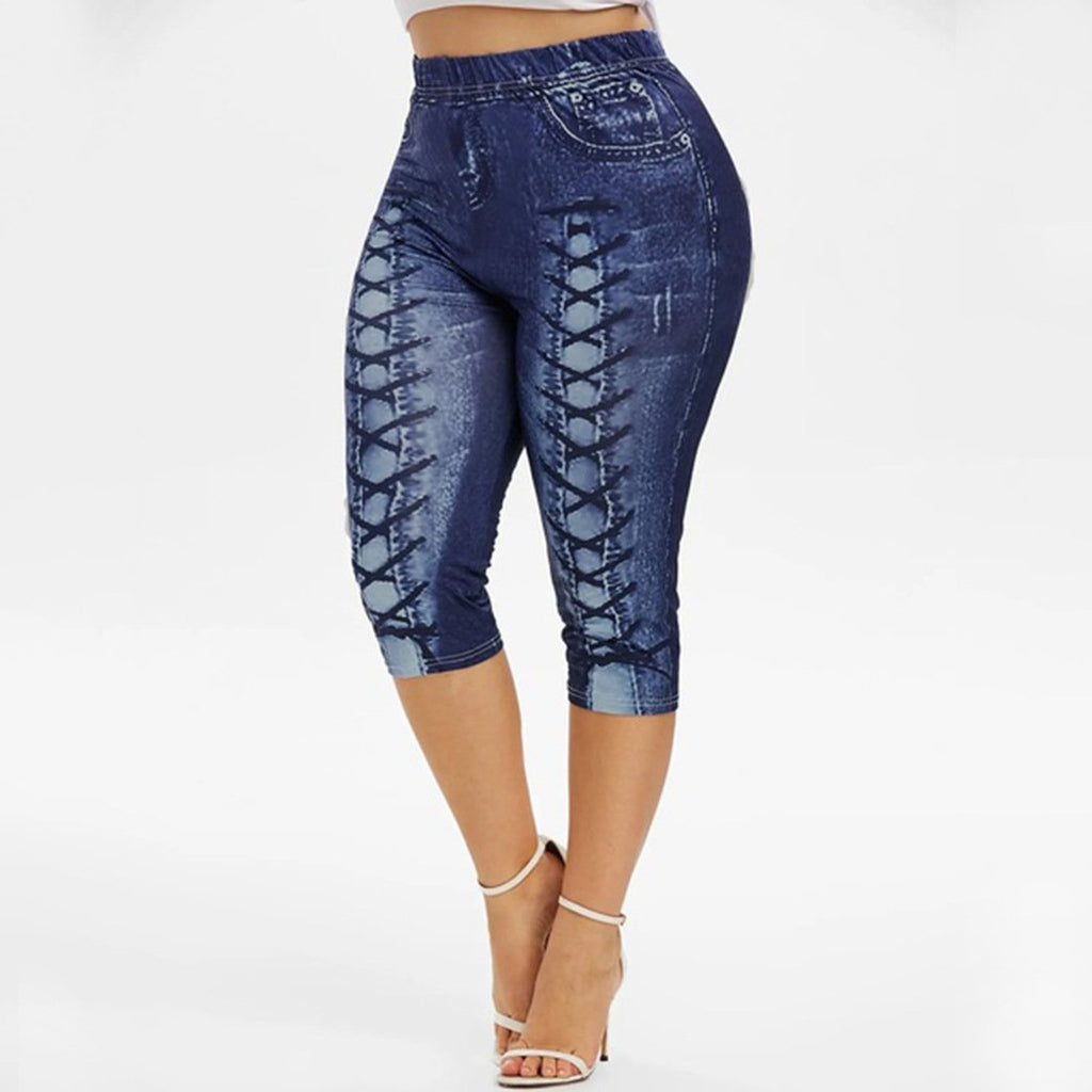 Digital Printing Plus Size Denim Sports Leggings